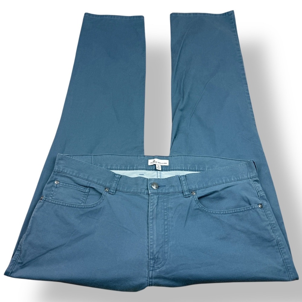 Peter Millar Mens Blue Pima Cotton Spandex Casual Dress‎ Pants Size 36x30